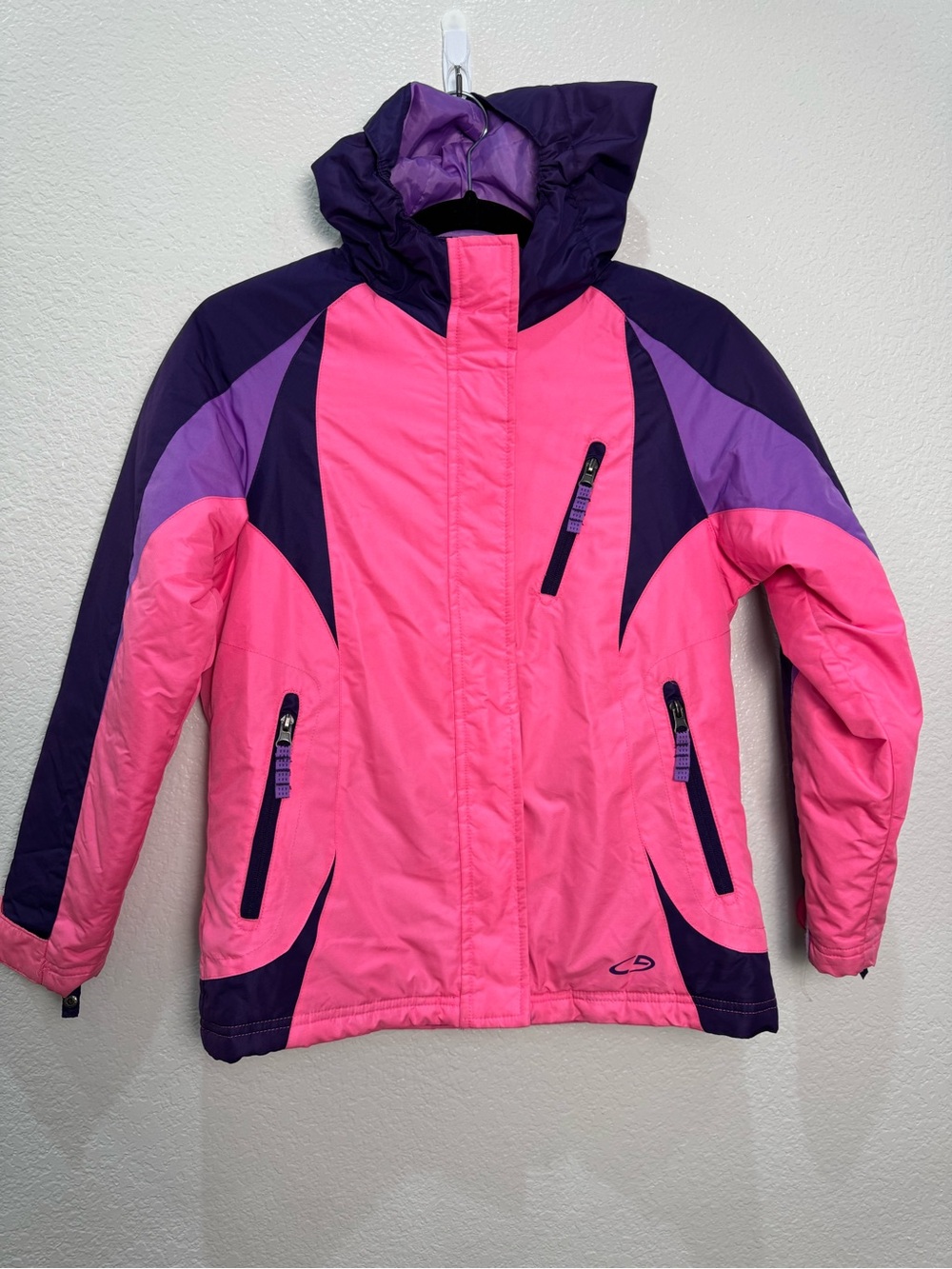 C9 Champion Girls M 7-8 Ski Snow Jacket Pink Purple Insulated Hooded L5762